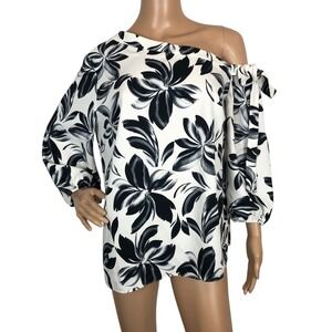 NWT Alfani Multi Way Floral Print Bow Tie Blouse Top Medium Business Career